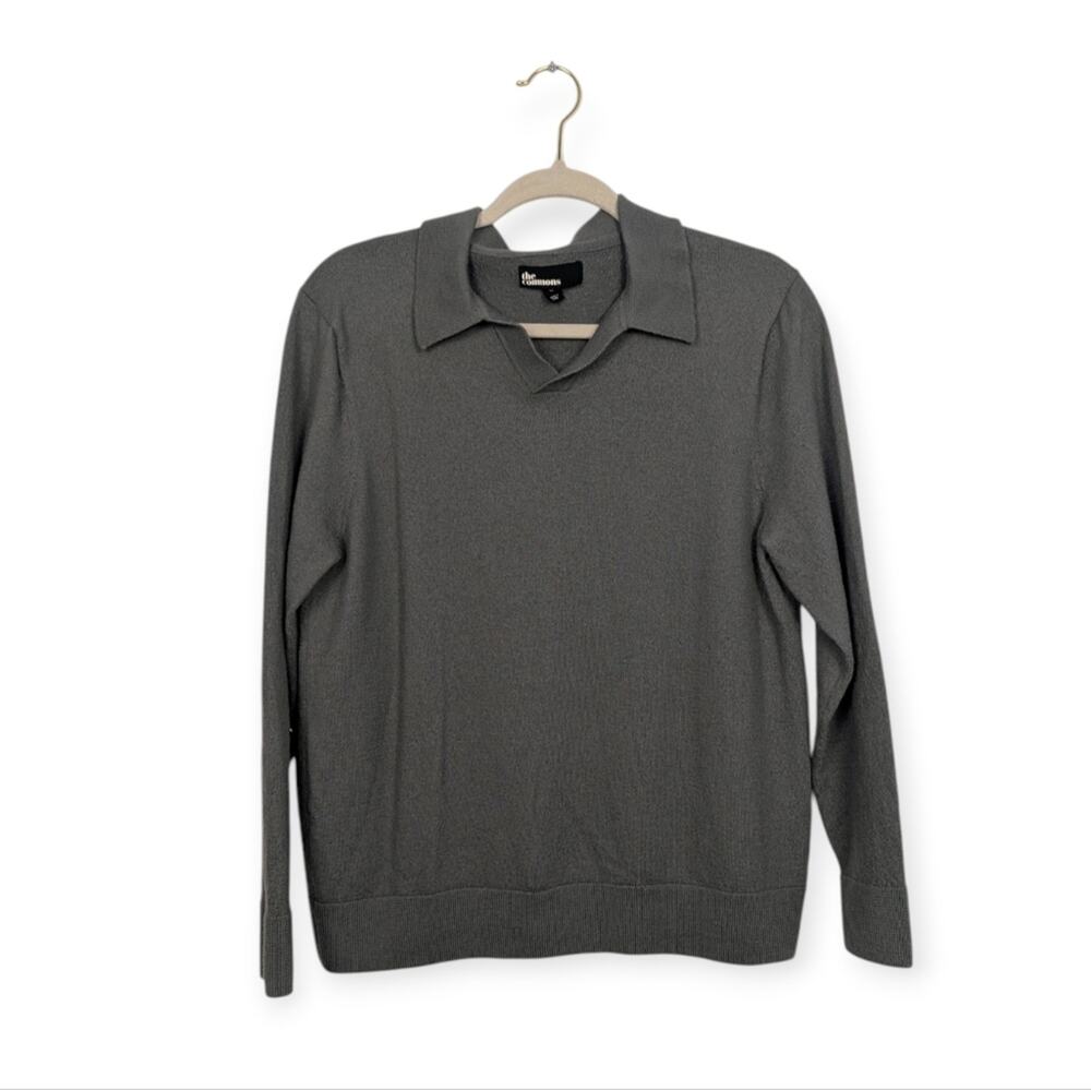 The Commons Merino Wool Sweater XL Gray Collared Long Sleeve Knit Pullover